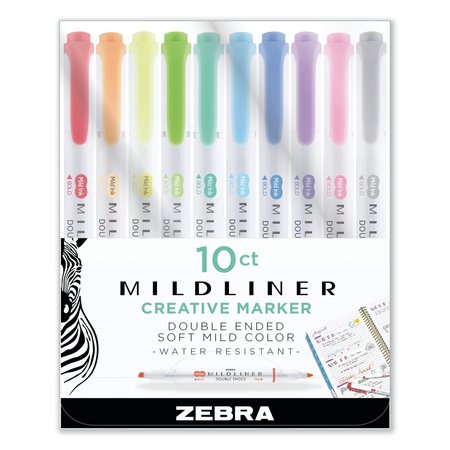 ZEBRA PEN Mildliner Double Ended Highlighter, Bold/Fine, Assorted Colors, PK10 78101